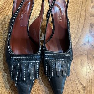 Donald J. Pliner Black Leather Slingback Heels 9.5